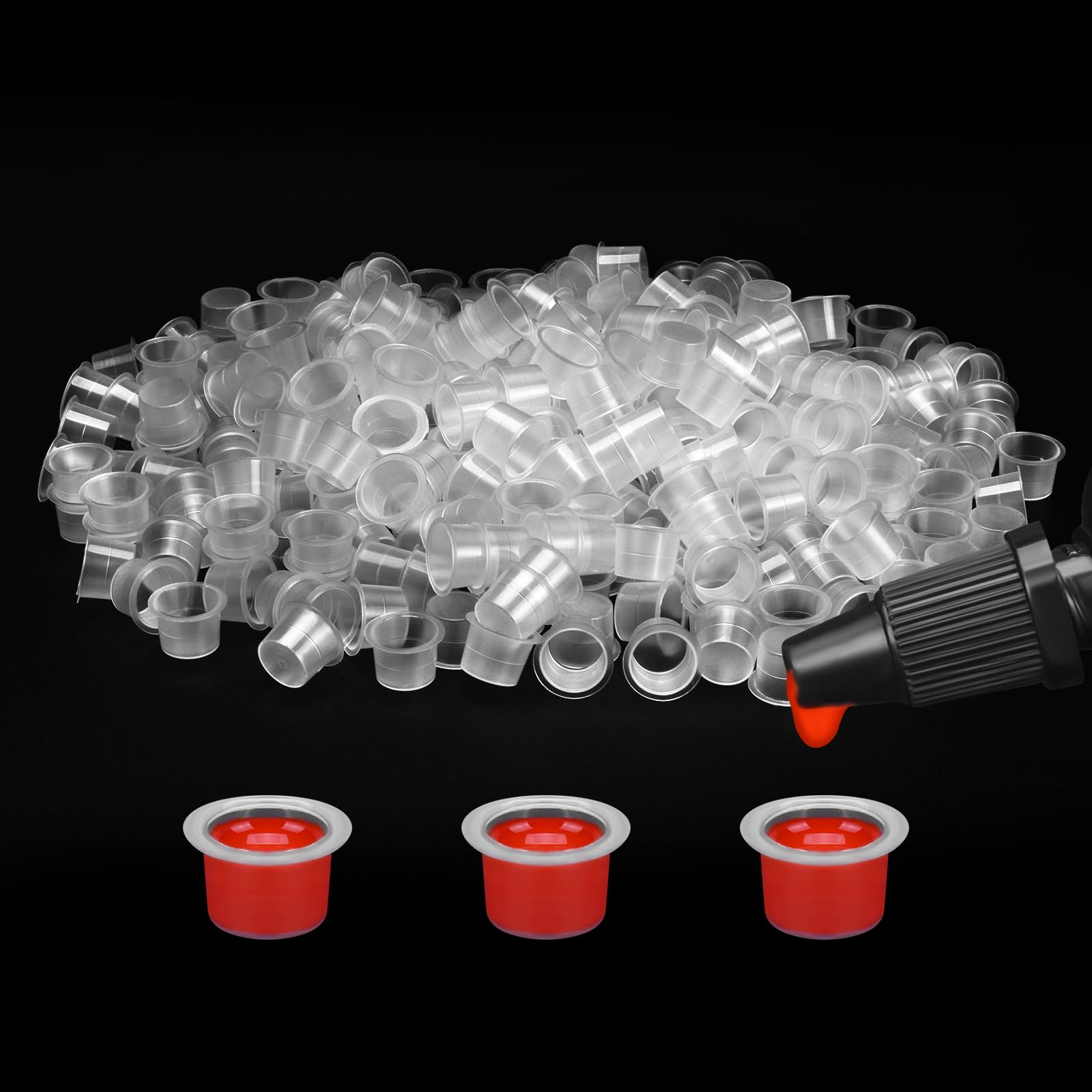 ATOMUS 300Pcs Tattoo Ink Cups Medium Size Disposable Ink Cups Tattoo Pigment Caps Holder Container Supplies
