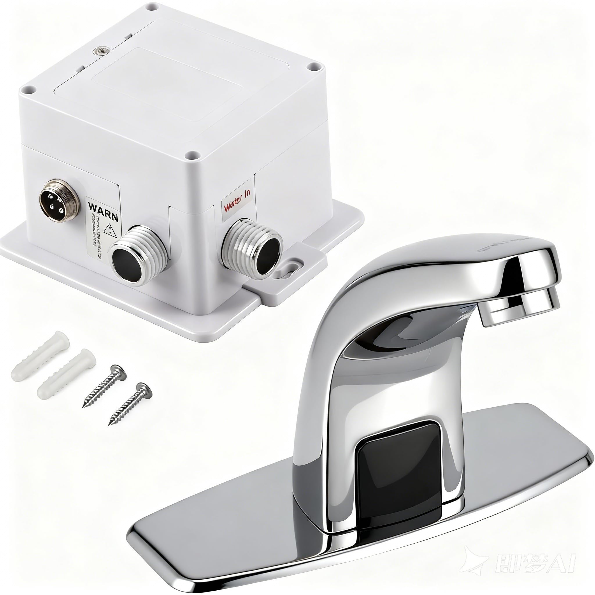 Sensor Tap with Control Box, Automatic Infrared Sensor Faucet Chrome Finish Sensor Taps for Wash Basin Kitchen Bathroom Sink Cold Water Tap Suitable for Home and Commercial Use