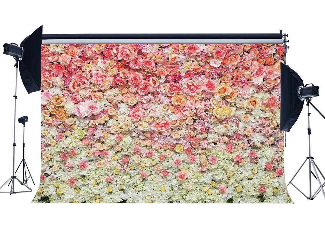 Haosphoto 7X5FT Floral Wall Backdrop Vinyl Valentine's Day Backdrops Blooming Flower Photography Background for Girls Room Wallpaper Bridal Shower Lover Wedding Party Photo Studio Props CA1043