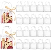 Mauproy 50 Pack Clear Plastic Gift Bags with Handles, Party Favor Bags with Ribbons and Tags, Reusable Goodie Tote Bags for Mother's Day Wedding Baby Shower (4.9" x 5.9" x 2.8")