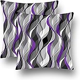 Black and Purple Grey Throw Pillow Covers Set of 2 Modern Geometric Lines Cushion Covers for Living Room Sofa Accent Home Decor Abstract Art Decorative Pillowcases Outdoor Pillows Covers 18"x18" White