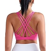 RUNNING GIRL Sports Bras for Women Medium Support, Criss-Cross Strappy Sports Bra Workout Yoga Bra with Removable Cups