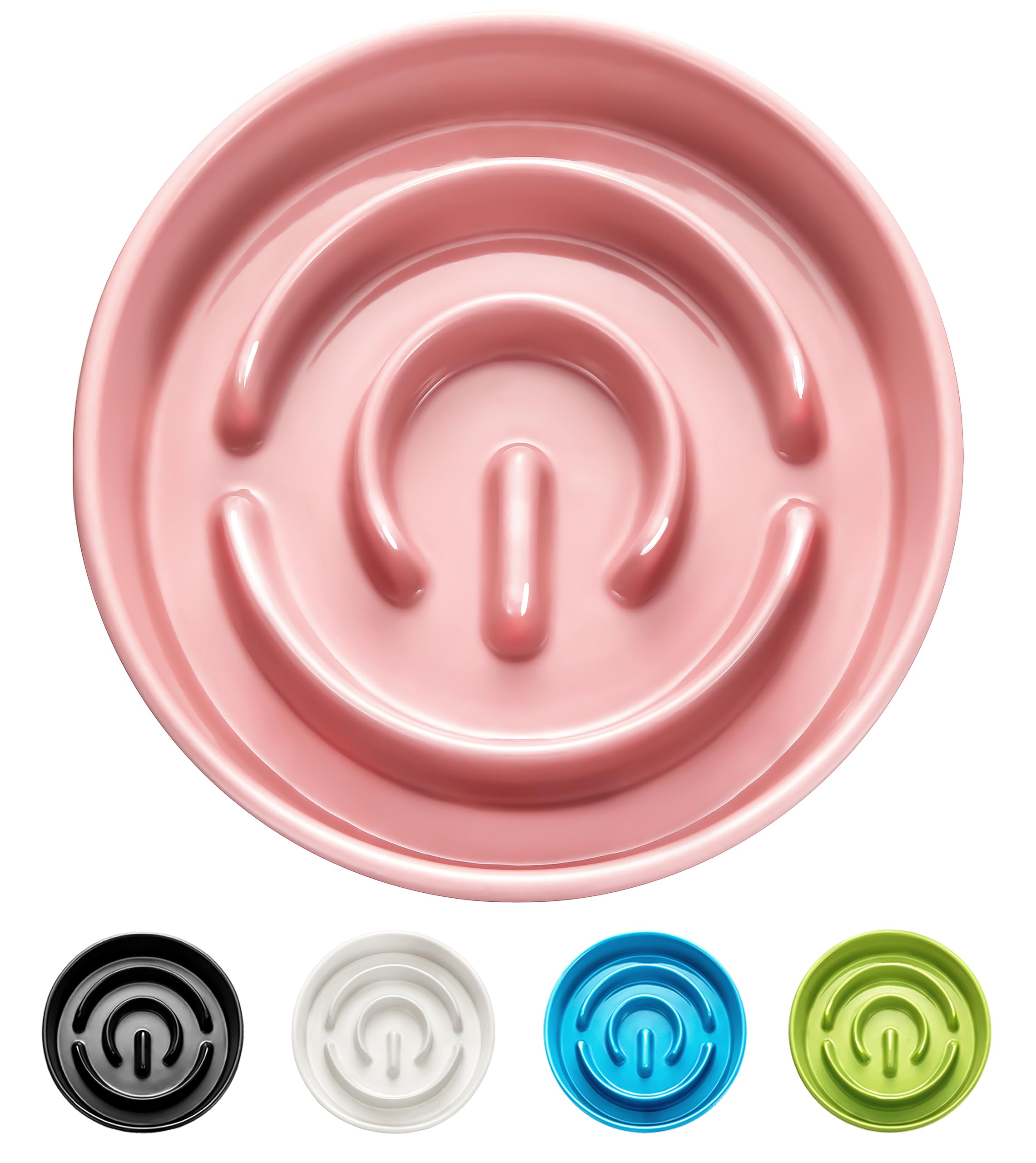 Photo 1 of MOPANG Ceramic Slow Feeder Bowls for Large Dogs, 3.0 Cups Slow Feeder for Fast Eaters, 48oz, 10in, Pink