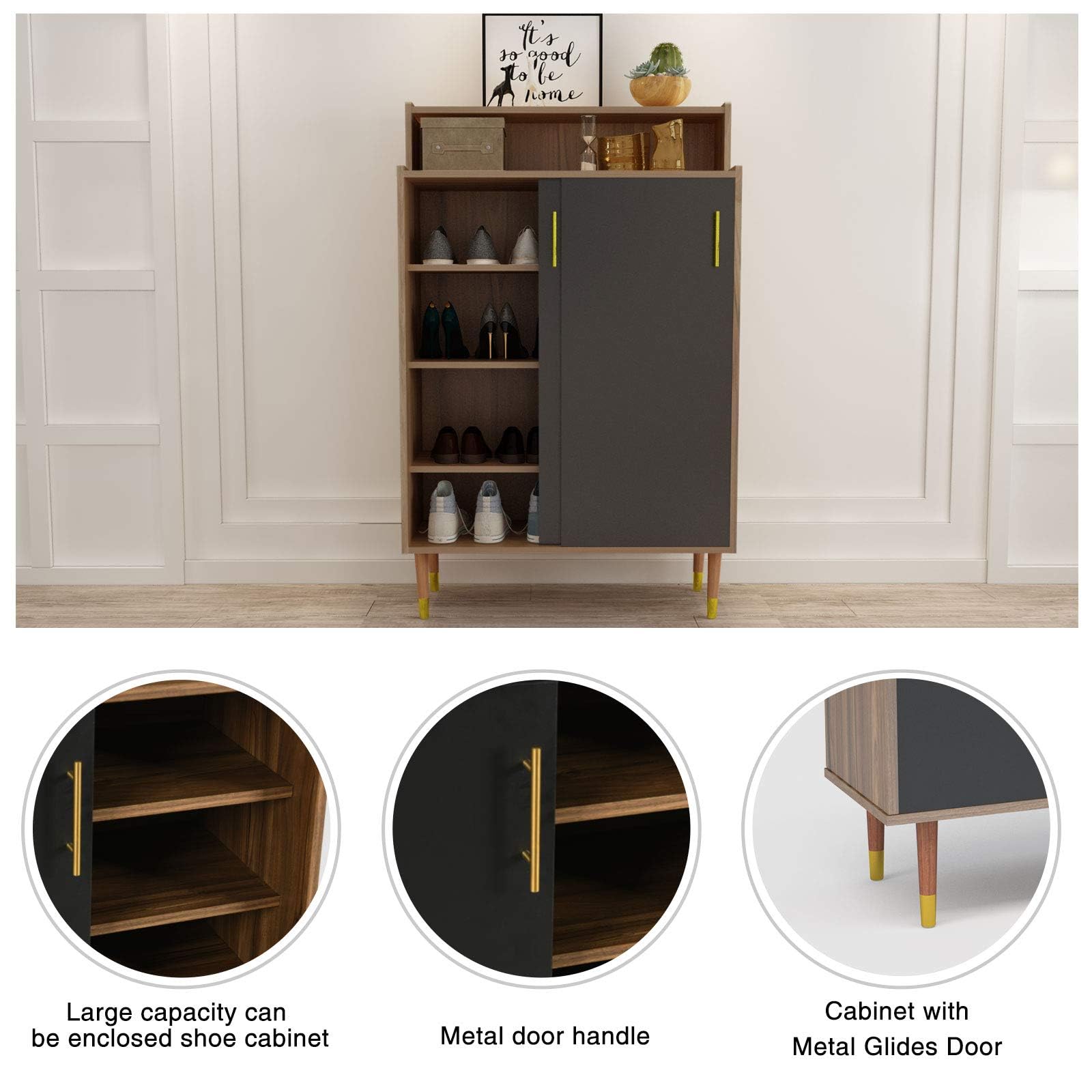 Mecor Shoe Rack Storage 2Door Shoebox Container Organizer