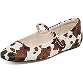 Riekhany Mary Jane Ballet Flats for Women Casual Square Toe Slip On Flats Comfortable Ankle Buckle Strap Ballerina Shoes