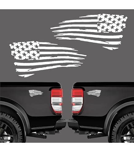 HICATDECAL Distressed American Flag Sticker - Set Of 2 Black Vinyl Decals For Car Window, Bumper & Laptop - View #6
