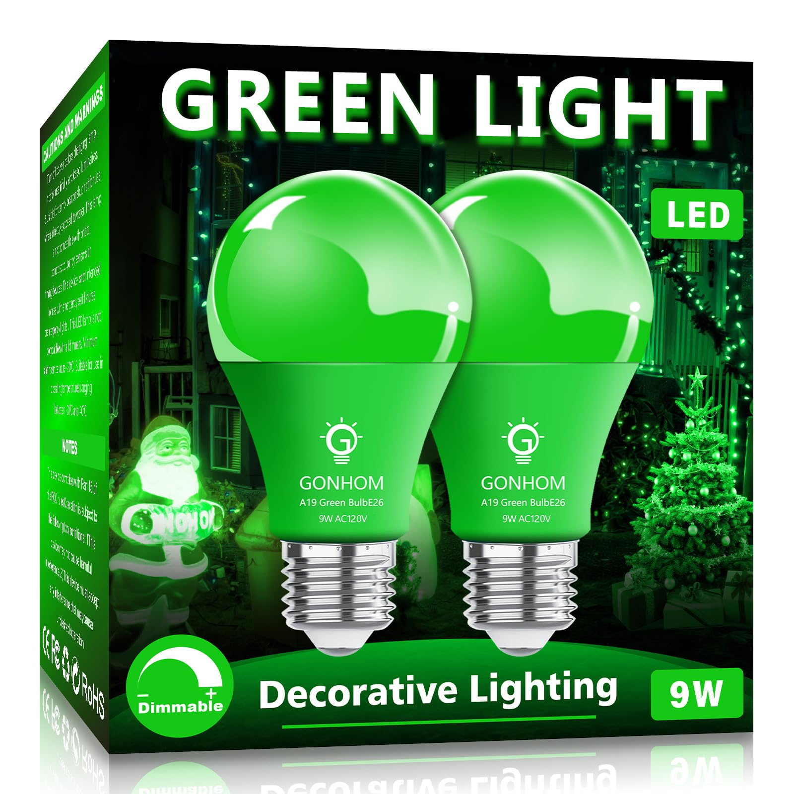 Photo 1 of ***SIMILAR ITEM/COLORED LIGHTS***
Gonhom A19 LED Green Light Bulb, 9W Equivalent to 100W, Dimmable, E26 Base, 20000Hrs, for Party Decoration, Holiday Lighting, Halloween Light Bulbs, 2 Pack
