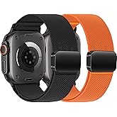 Nylon Bands for Apple Watch Ultra 3/2 Band 49mm 46mm 45mm 44mm 42mm 41mm 40mm 38mm Men,Stretchy Soft Fabric Wristband Magnetic Buckle Sport Strap for iWatch Ultra Series 11 10 9 8 7 6 5 4 3 SE 3/2/1