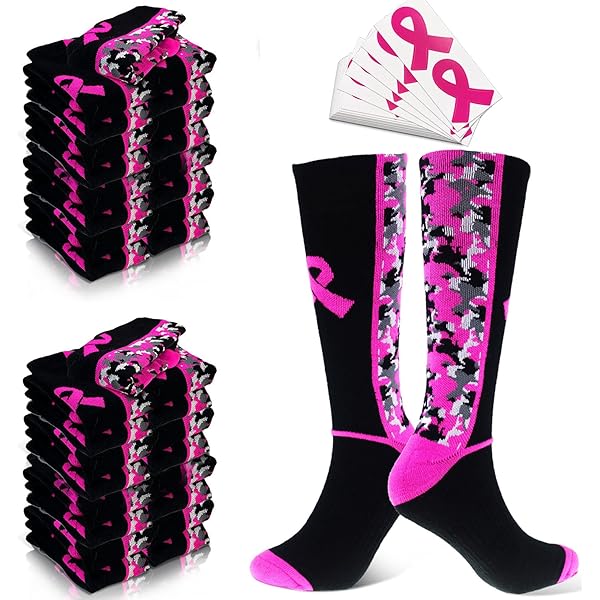 Panitay 24 Pairs Breast Cancer Awareness Socks For Women Pink Ribbon - View #12