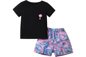 Infant Toddler Baby Boy Summer T-shirt Clothes Pullover Short Sleeve Leaves Print Tops Shorts 2Pcs Outfits Set