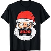 Santa In Black Mask 2020 Christmas Quarantine Pajama Gift T-Shirt