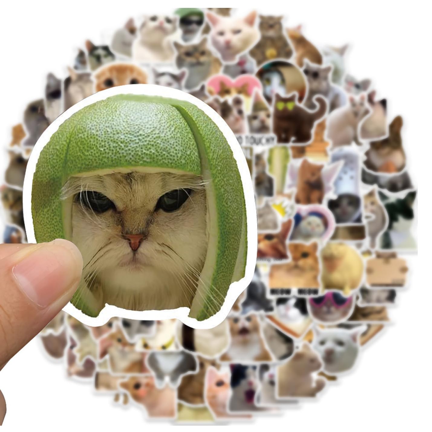 Photo 1 of 200 PCS Funny Cat Meme Stickers, Cute Vinyl Waterproof Sticker for Bicycle, Notebooks, Stationery, Laptop, Water Bottles