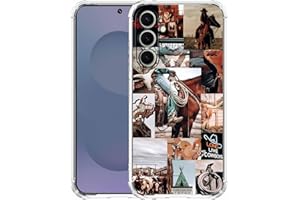 Hsondcn Case for Samsung Galaxy S25 with Cowboy Art Design,Cowgirl Riding Horse Wild West Scenery Pattern,Trendy Soft TPU Phone Cover Bumper(S25,Western)