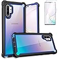 KSELF Case for Samsung Galaxy Note 10 Plus Case with Screen Protector, Full Body Protective Hybrid Dual Layer Shockproof Acrylic Back Case Cover for Galaxy Note 10 Plus 5G 6.8 inch (Black Blue)