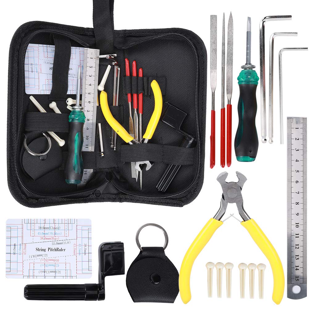 Professional Multifunctional 24pcs Guitar Repair Kit with Carry Bag for Banjo, Bass, Mandolin