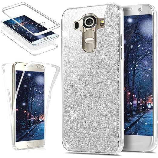 Kompatibel mit LG G4 Hülle Schutzhülle,Full-Body 360 Grad Bling Glänzend Glitzer Klar Durchsichtige TPU Silikon Hülle Handyhü