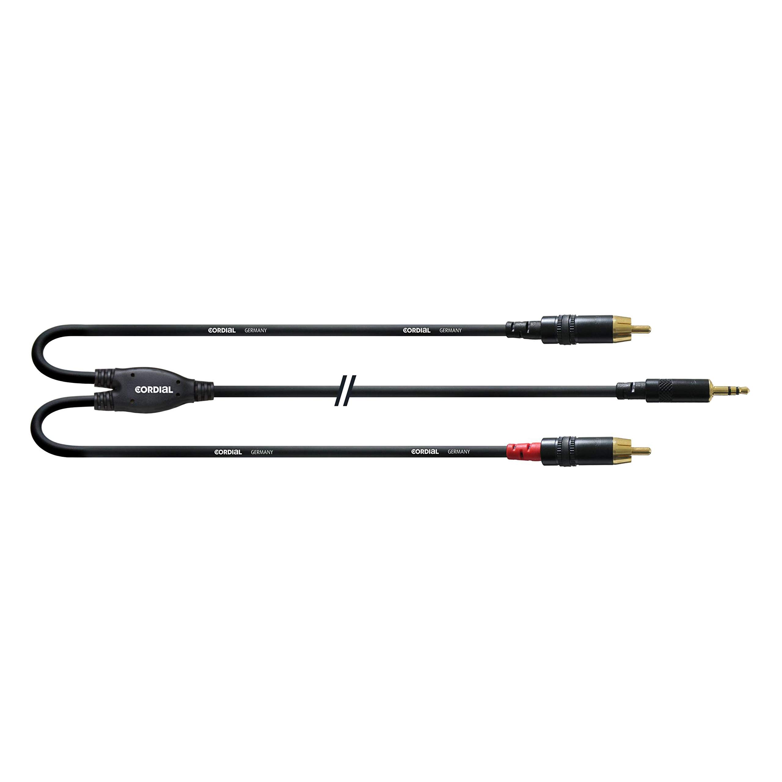 Cordial CFY 3 WCC Y-Adaptor Cable 3.5 mm Stereo Jack / 2x RCA 3 m with Gold-Plated Contacts