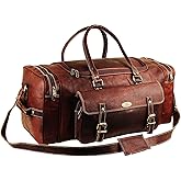 Men’s Gym Sports Overnight Weekender Bag Leather Travel Bags For Men Vintage Leather Duffle Bag Women Carry On Travel Holdall Bag 24 Inches