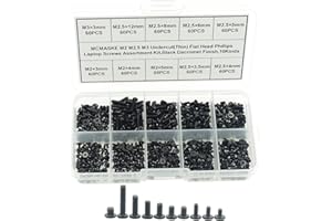 MCMASKE 10 Kinds M2 M2.5 M3 Undercut Flat Head Phillips Laptop Screws Assortment Kit,Black Dacromet Finish (600)