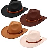 Breathffy Cowboy Hat Felt Wide Brim Cowgirl Hats with Belt Classic Outdoor Western Style for Women Men Adults
