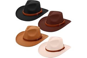 Breathffy Cowboy Hat Felt Wide Brim Cowgirl Hats with Belt Classic Outdoor Western Hats for Women Men Adults