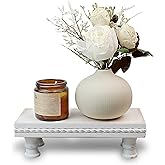 Bathroom Tray Pedestal Stand, Waterproof Wood Riser for Bathroom Counter | Small Soap Holder for Kitchen Sink Modern Farmhouse Vanity Organizer holding sponges, candles perfumes skincare bottles