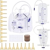 External Male Catheters Kit with 2 Leg Bags 750mL & 1000mL, Overnight 2000mL Urine Bags, 20 Soft Latex, 2 Rolls Tape, Condom Catheters for Men Day and Night Incontinence Care, Dignity & Comfort(30mm)