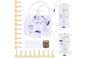COZII External Male Catheters Kit with 2 Leg Bags 750mL & 1000mL, Overnight 2000mL Urine Bags, 20 Soft Latex, 2 Rolls Tape, Condom Catheters for Men Day and Night Incontinence Care, Dignity & Comfort(30mm)