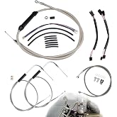 TIGERSGATE 16" Ape Hanger Cables Kit for 2014-2021 Sportster Non-ABS Iron | XL XLH 883 1200 50 Harley Handlebar Extended CAN-Bus/Turn Signal Wires/Clutch/Throttle Cables/Brake Line (Chrome)