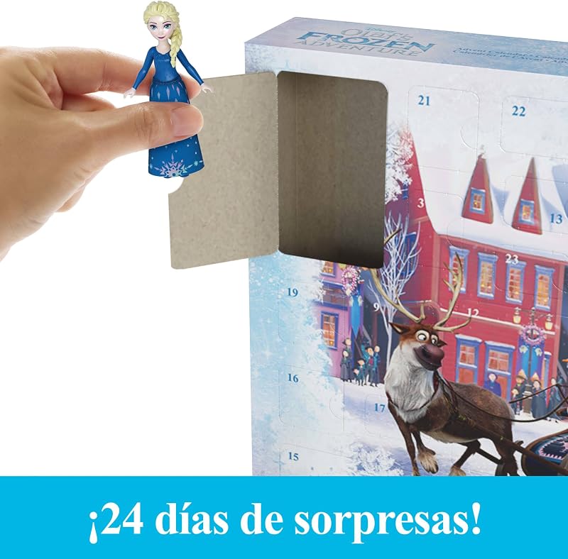 Mattel Disney Frozen Calendario de Adviento, 24 días de sorpresas con mini muñecas de Elsa, Anna, Olaf y Sven y 20 regalos, juguete regalo para niños y niñas +3 años, HWX20 — foto 3 de 6