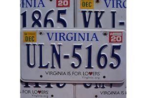GENERIC Authentic License Plate - All 50 States + Territories License Plate Tags in Good Condition, Great for Decoration, Art Projects, Garages, Unique Gifts, Man Caves. (Virginia)