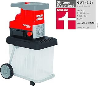 Grizzly Leise Walzenhäcksler GHS 2842 B, mit transparenter Auffangbox, extra leise, kraftvoller 2800 Watt Motor, einfache Handhabung, mit Räder, leicht zu transportieren
