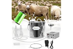 SRORA 9L Goat Milking Machine, Rechargeable Battery Adjustable Pulse Vacuum Electric Goat Milking Machine,Portable Milking Machine,Individual Pulsation Adjustment, Udder Protection