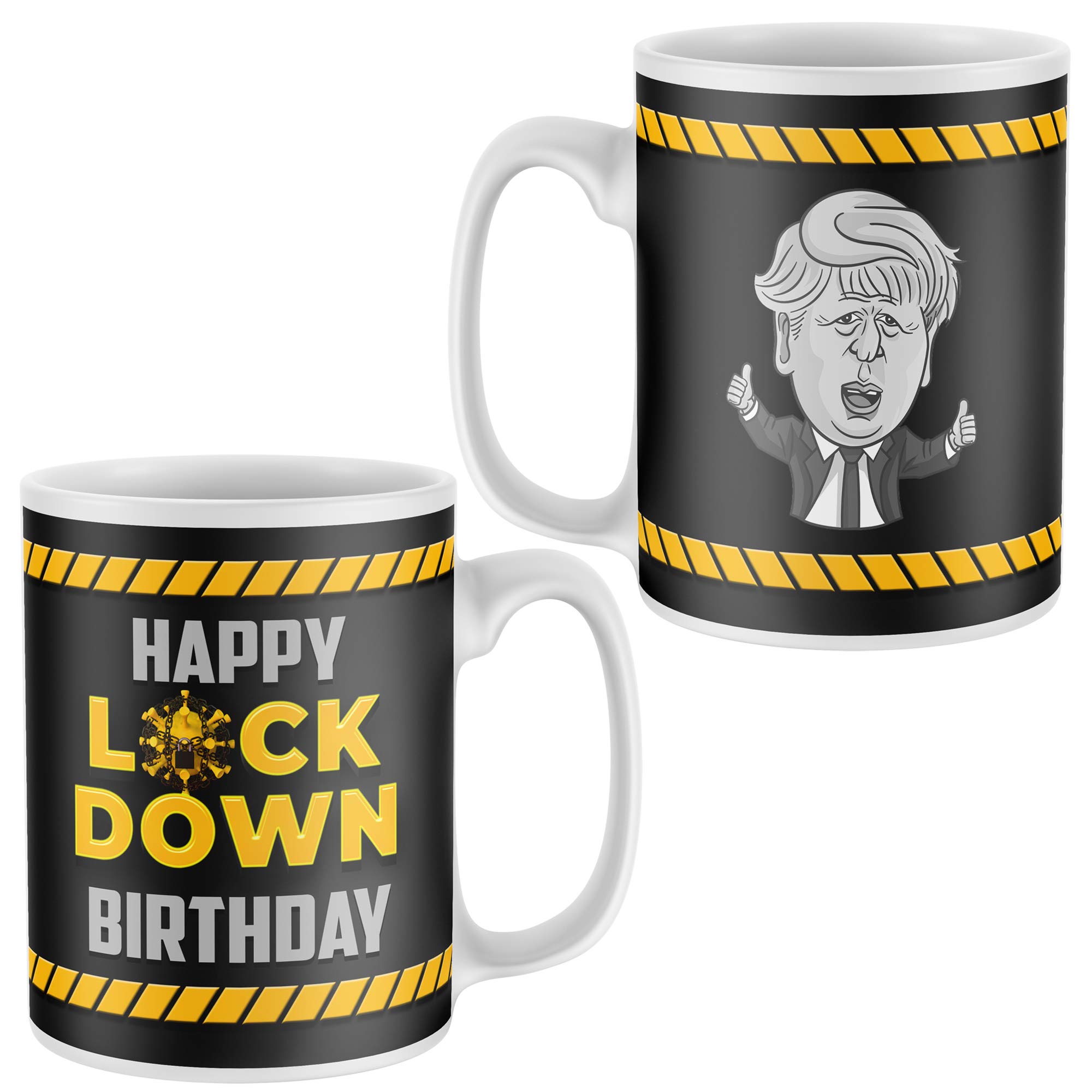 Purple Print House Happy Lockdown Birthday Mug, 2021 Boris Johnson, Novelty Mugs, Funny Gifts for Men Women Gift Present 18th 21st 30th 40th 50th 60th, White, One Size