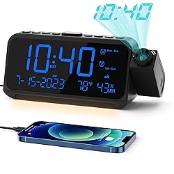 ROCAM Projection Alarm Clock for Bedroom, Digital