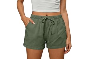 Beach Shorts for Women Vacation High Waisted Shorts Drawstring Short Pants Summer Comfy Travel Pants with Pockets