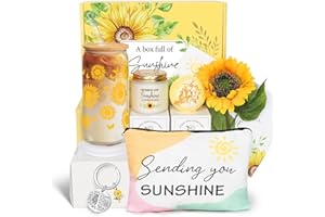 FRERDUI Birthday Gifts for Women, Get Well Soon Gifts Sending Sunshine Sunflower Gift Baskets, Self Care Gifts for Women Her Best Friends Bestie Sister Mom Female, Inspirational Gifts for Women Mother Day