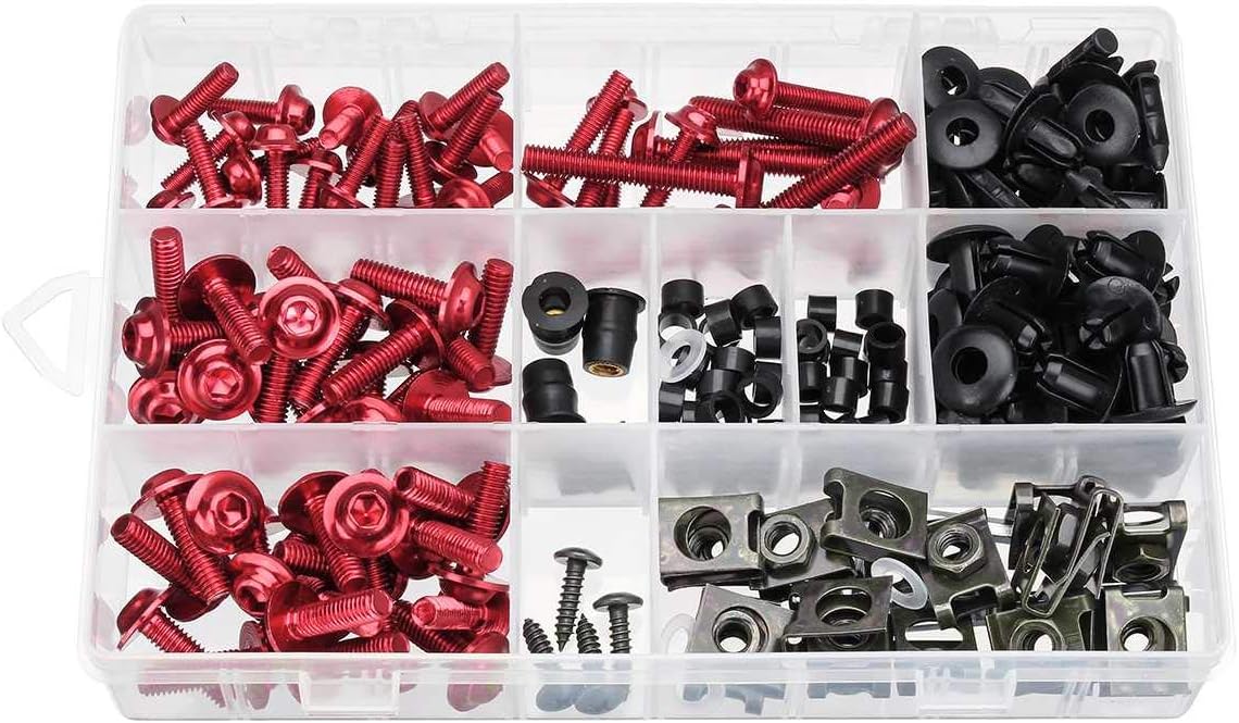 177pcs Motorcycle Full Fairing Bolt Kit Nuts Screws Clips Complete Set for Honda for Yamaha for Kawasaki for Suzuki Multi-color