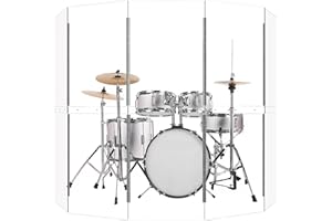YSBLHCT Portable Drum Shield 5-Panels 2ft x 5ft - Acrylic with Stainless Steel Hinges - Perfect for Churches, Home Practice, and Live Performances.