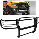 KUAFU Brush Guard Compatible with 2001-2012 Ford Ranger Mazda B-Series | With Skid Plate Bull Bar; Front Bumper Grill Grille Guard Protector Brush Push Bar Steel Black Power Coated