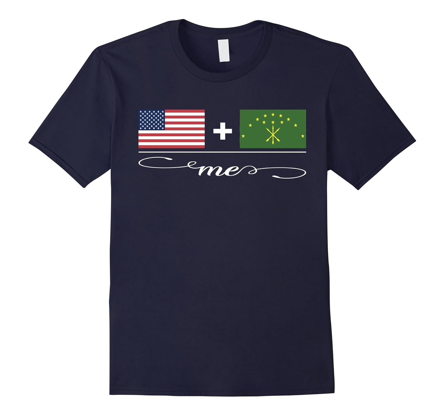 American + Adyghe = Me USA and Adygea Flags T-Shirt-ANZ