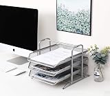 EasyPAG 3 Tier A4 Mesh In Tray Desk Tidy File Holder Silver view 5