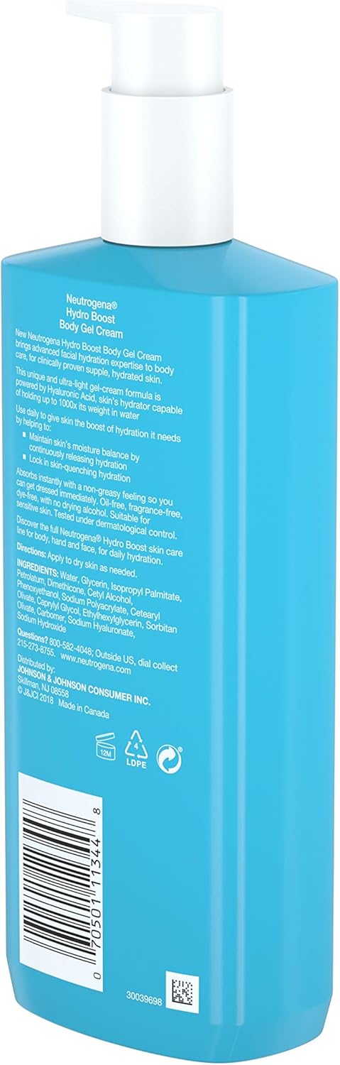 Neutrogena Hydro Boost Fragrance-free Hydrating Body Gel Cream, 16 Ounce : Beauty