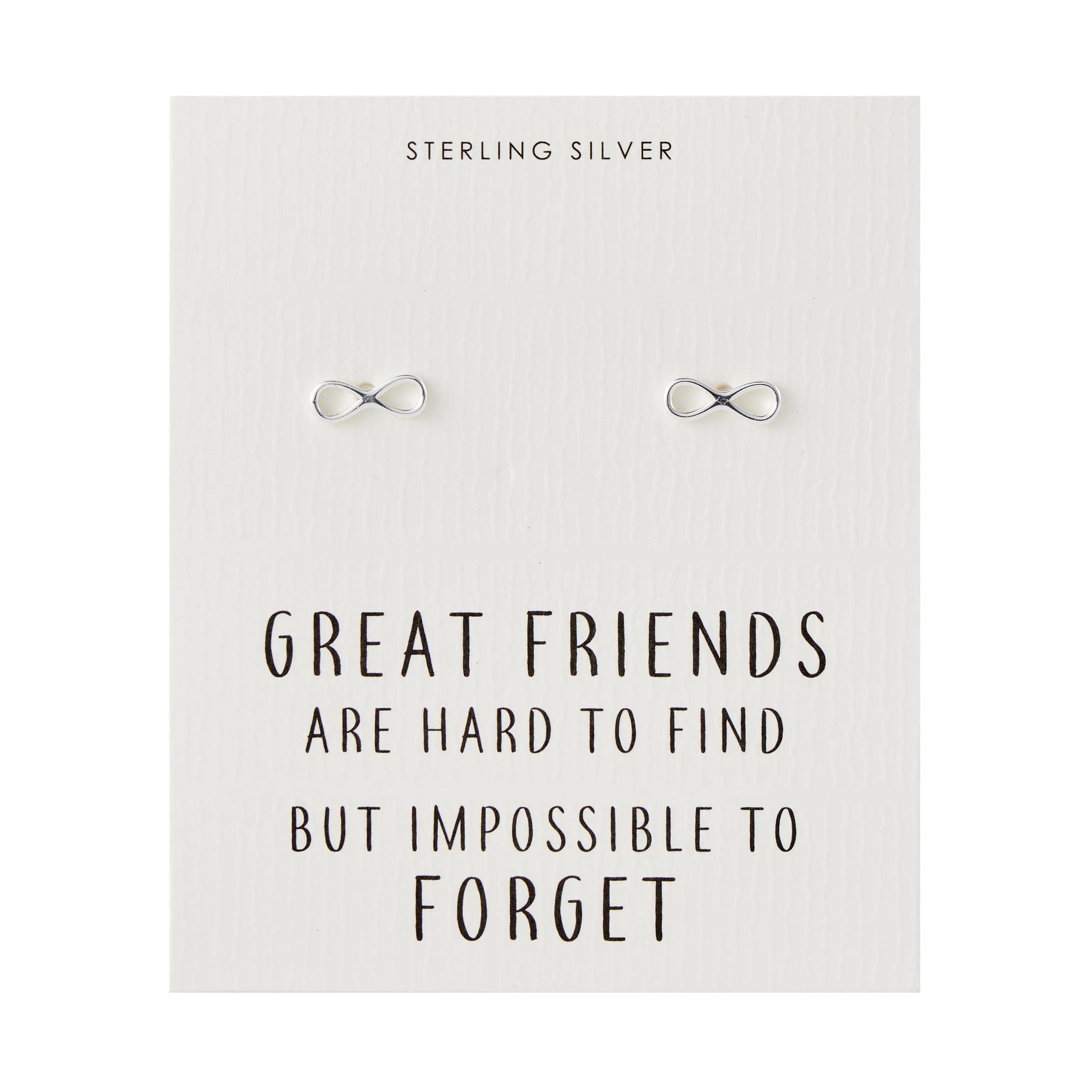 Philip Jones Sterling Silver Infinity Friendship Quote Earrings