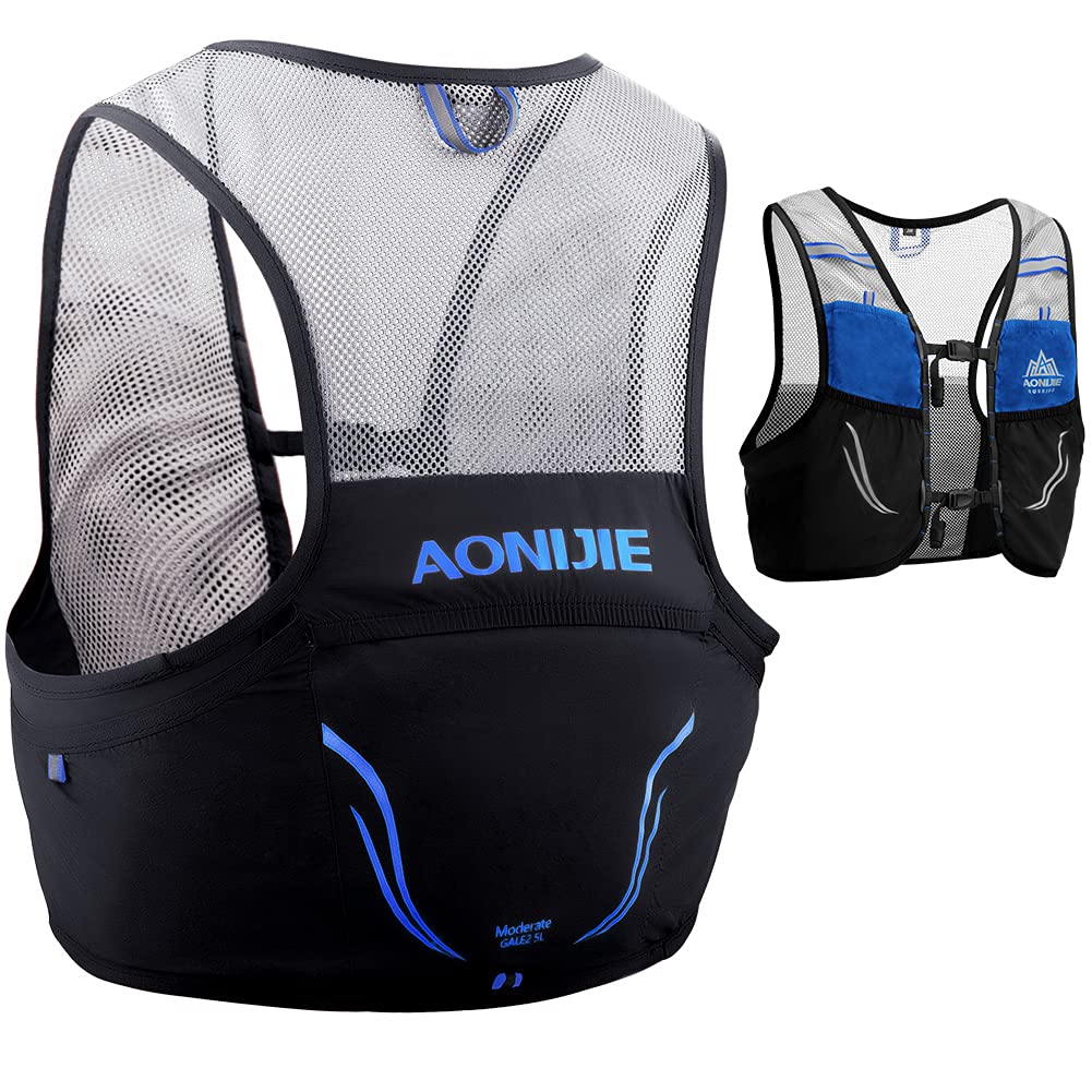 Tyuodna Hydration Vest Pack, 2.5L Running Hydration Backpack, Reflective Lightweight Breathable Hydration Backpack, for Women and Men Cycling Running Climbing Hiking Vest Pack (Black)