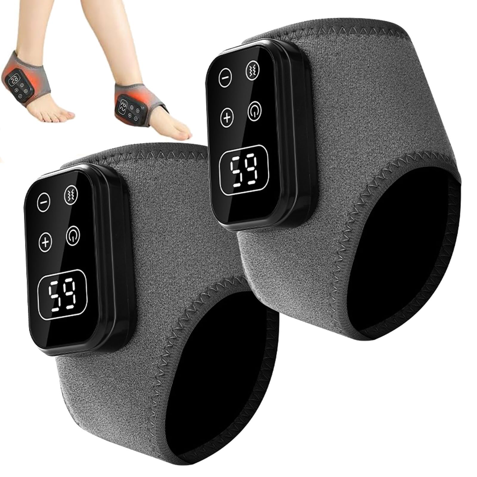 Photo 1 of 2PCS Foot Renew Triple Method Massager, 3 in 1 Massager for Neuropathy, Triple Technology Foot Massager Ankle, Wireless Portable Foot Massagers for Home/Office/Travel, 3-Speed & 5-Temperature (Grey)