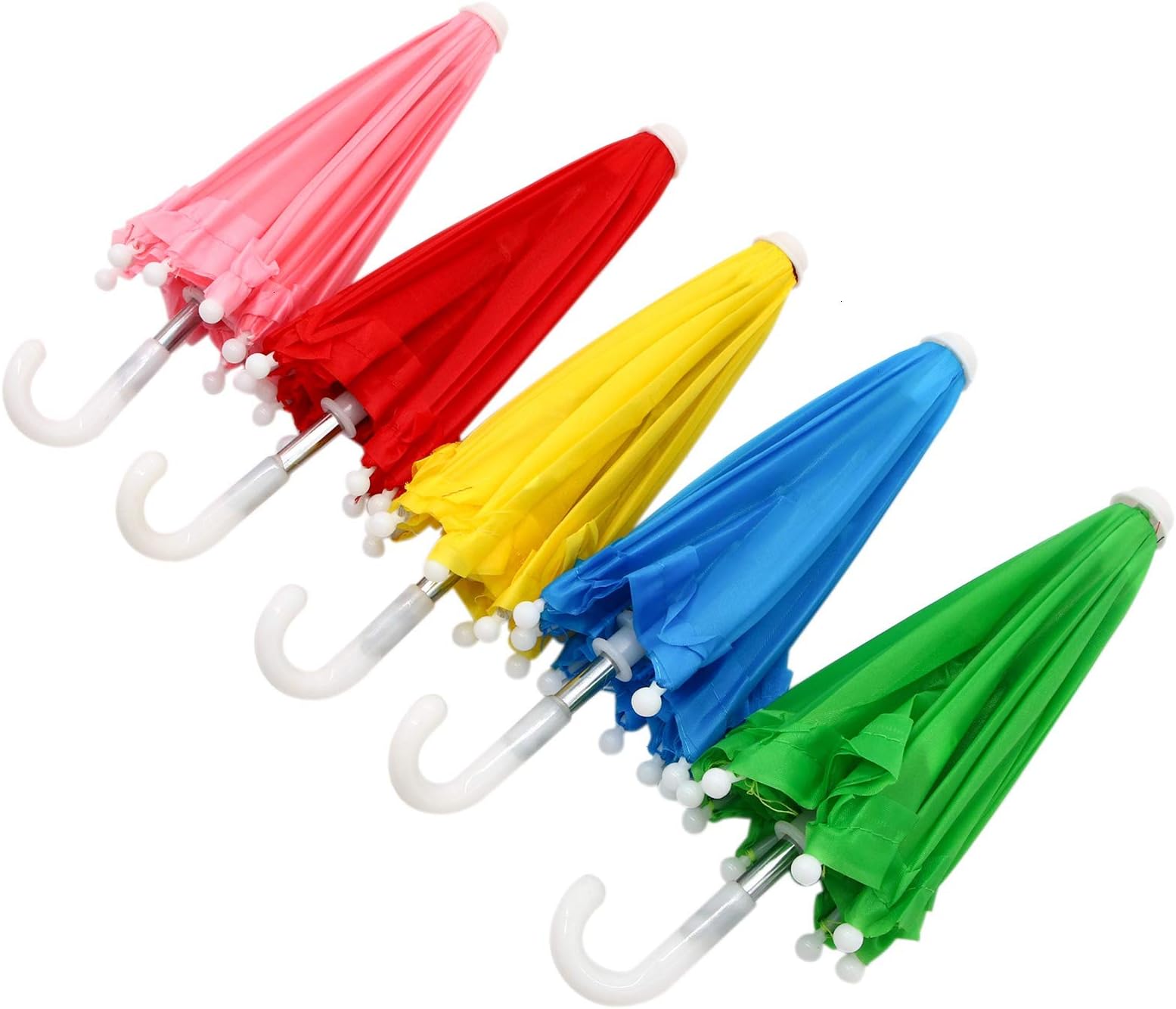 WSSROGY Pack of 5 Mini Colorful Nylon Umbrella for Kids Or Party Favors Baby Shower Decoration,12 Inch Width