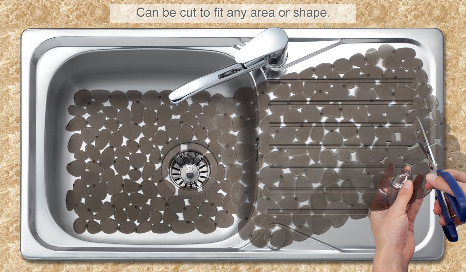 Pebble Sink Mat BliGli PVC Ecofriendly Kitchen Adjustable Sink Mat Pad