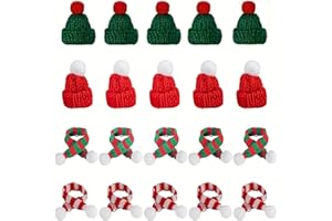 20 Pcs Mini Knit Doll Hats and Scarves Decor Mini Santa Hat for Craft DIY for Valentine‘s Day Winter Wine Bottle Gifts