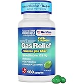GenCare Gas Relief Simethicone 125mg Extra Strength, 180 Softgels | Compares to Gas-X Extra Strength; fast-acting relief from painful gas, bloating &amp; pressure after meals, simethicone 125 mg
